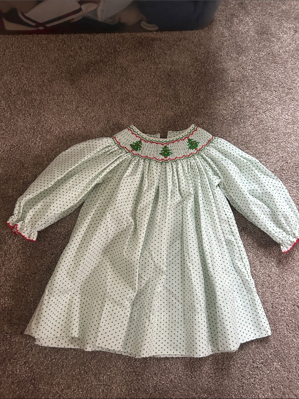 Petit bebe girls smocked Christmas dress